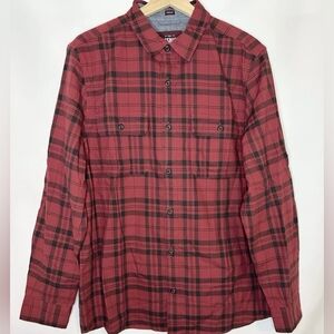 Alesbury Red and Black Plaid Button Up Mens Shirt L Reg NWOT